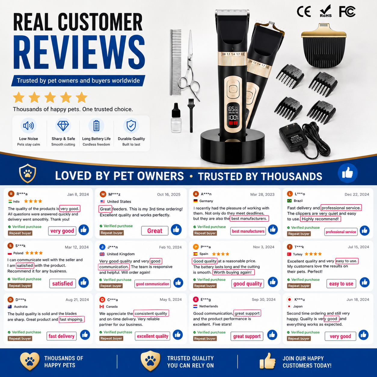 Selected verified buyer reviews for Pawvera pet grooming products